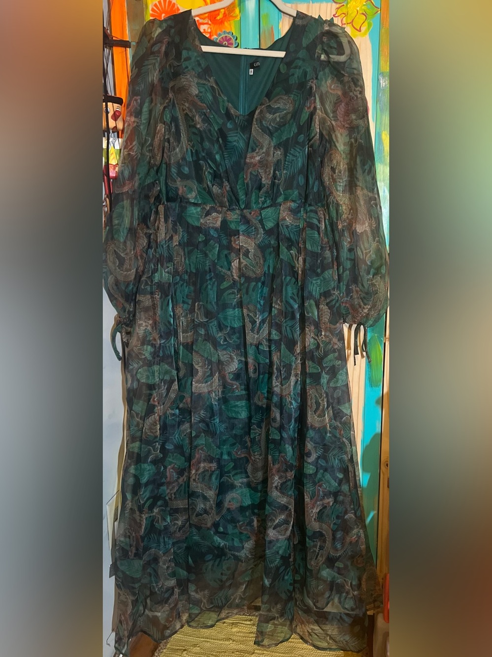 🐉 Forest Green Dragon Print Gown 🐉